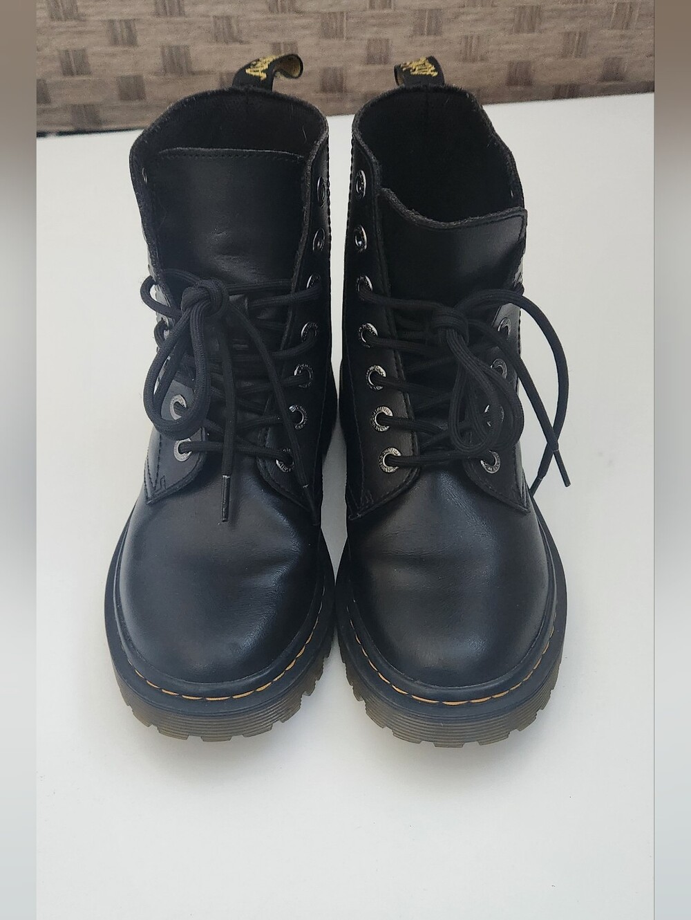 Dr. Martens Luana Black Leather 7-Eye Combat Boots Size 7 US